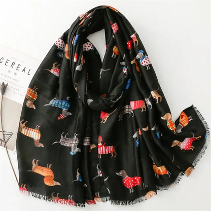 Japanese Summer Dog Animal Print Scarves for Women Cartoon Fashion Viscose Shawl Ladies Summer Beach Big Scarf Hijab Wholesale