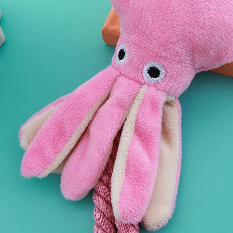 Pet Plush Toy for Small Large Dogs Cats Molar Training Squeaky Toys Octopus Shape Interactive Cotton Rope Toy Dog Accessories